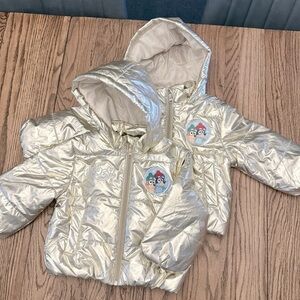 2 AVAILABLE! BLUEY Shiny GOLD Kids Puffer Jackets Size 2T. NWT DA